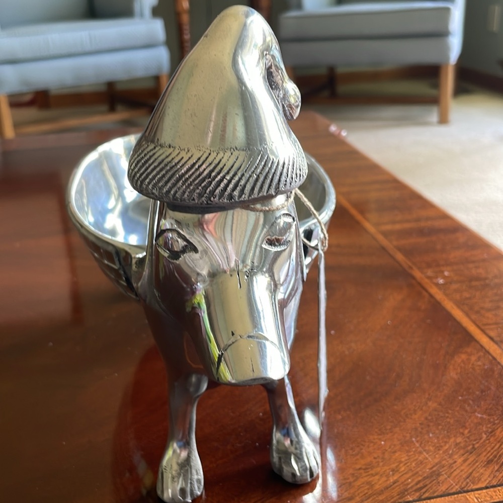 Mirrored mental dachshund themed Santa serving/candy dish - Picture 5 of 15